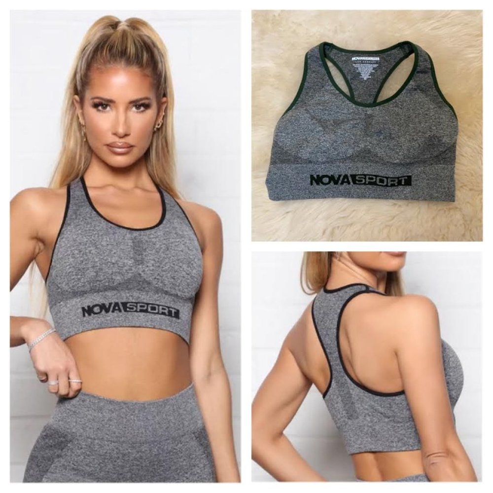 NWOT NOVA SPORT Women M/L No Limits Infinity Seamless Active Sports Bra in Olive